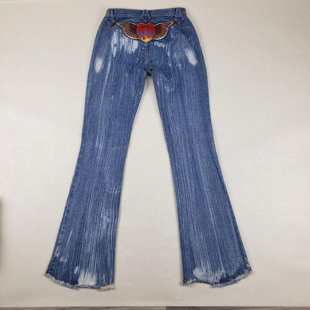 JNCO - Y2K RARE Flare Jeans California Road Angel Patch Embroidered - Picture 6 of 12